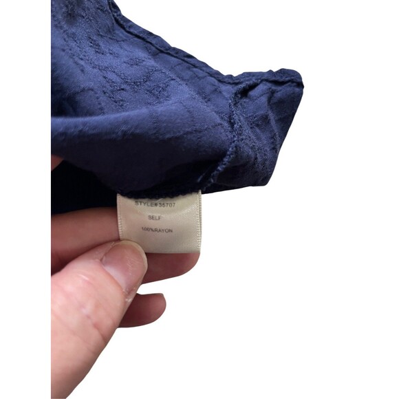 Skies Are Blue Navy Blue Peasant Top 3/4 Button Split Neck - Picture 8 of 9